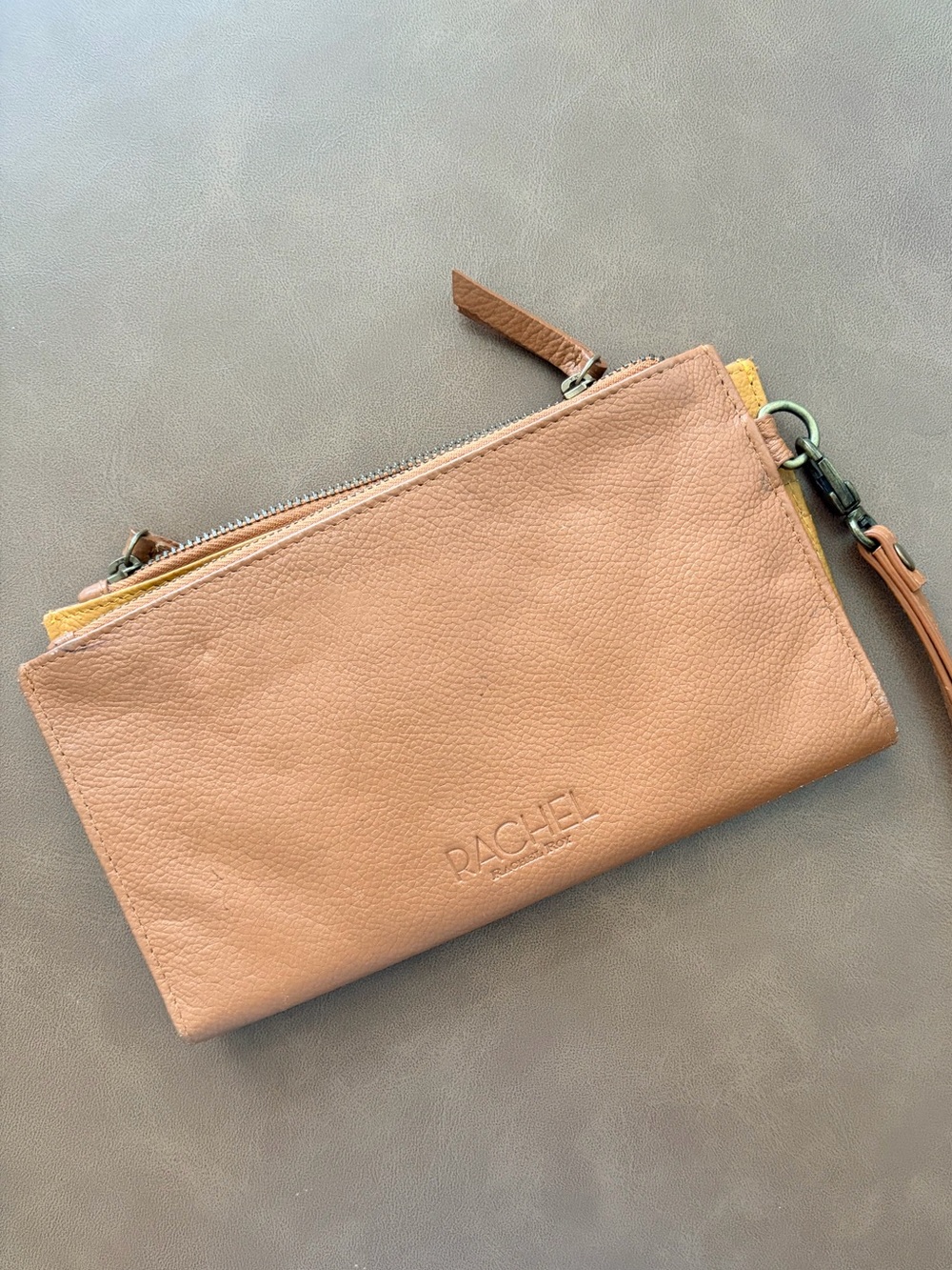 Rachel Roy‎ Tan Leather Wristlet Clutch